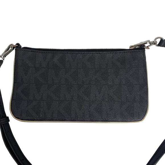Michael Kors Jet Set Black Signature Logo Crossbody Bag w/ Adjustable Strap - Picture 4 of 12